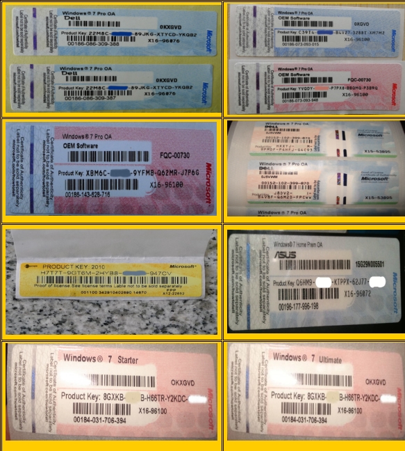 Autocollant de clé de produit de Windows 7 pour bit 64 des fenêtres 7 d'OEM le pro