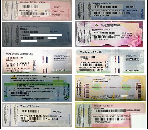 L'autocollant de clé de produit de Windows 7, gagnent l'autocollant final de COA de clé du produit 7