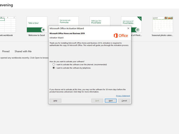 Maison de Microsoft Office et clé de permis activées par téléphone des affaires 2019 pour Windows 10 pro