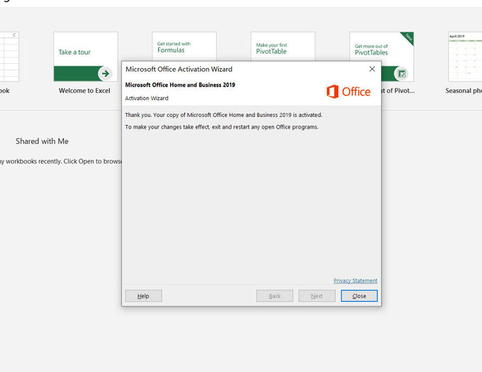 Maison de Microsoft Office et clé de permis activées par téléphone des affaires 2019 pour Windows 10 pro