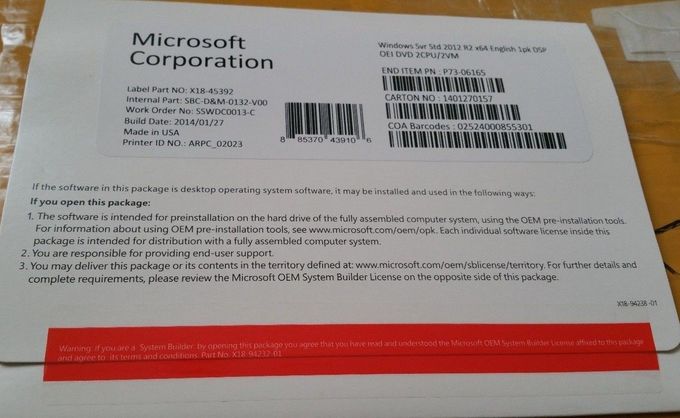 Сервер 2012 Р2 Стд Виндовс английского языка, ключ ОЭМ Р2 Виндовс 2012 с гарантией продолжительности жизни